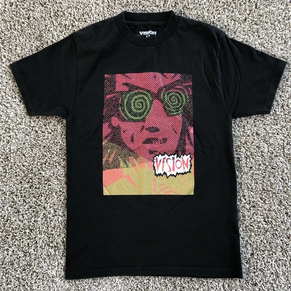 Vision Street Wear Psycho Stick T-Shirt Mens Size Small Retro Graphic Print Y2K